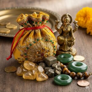 Money Potli (Lakshmi Dhan Pack) - Citrine, Pyrite, Jade & Tiger Eye for Wealth
