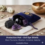 Evil Eye Protection Potli: Black Tourmaline, Obsidian, Amethyst, Selenite